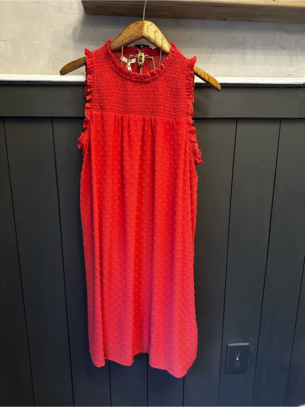 Maurices NEW Coral Red Sleeveless Smocked Textured Shift Dress size XL